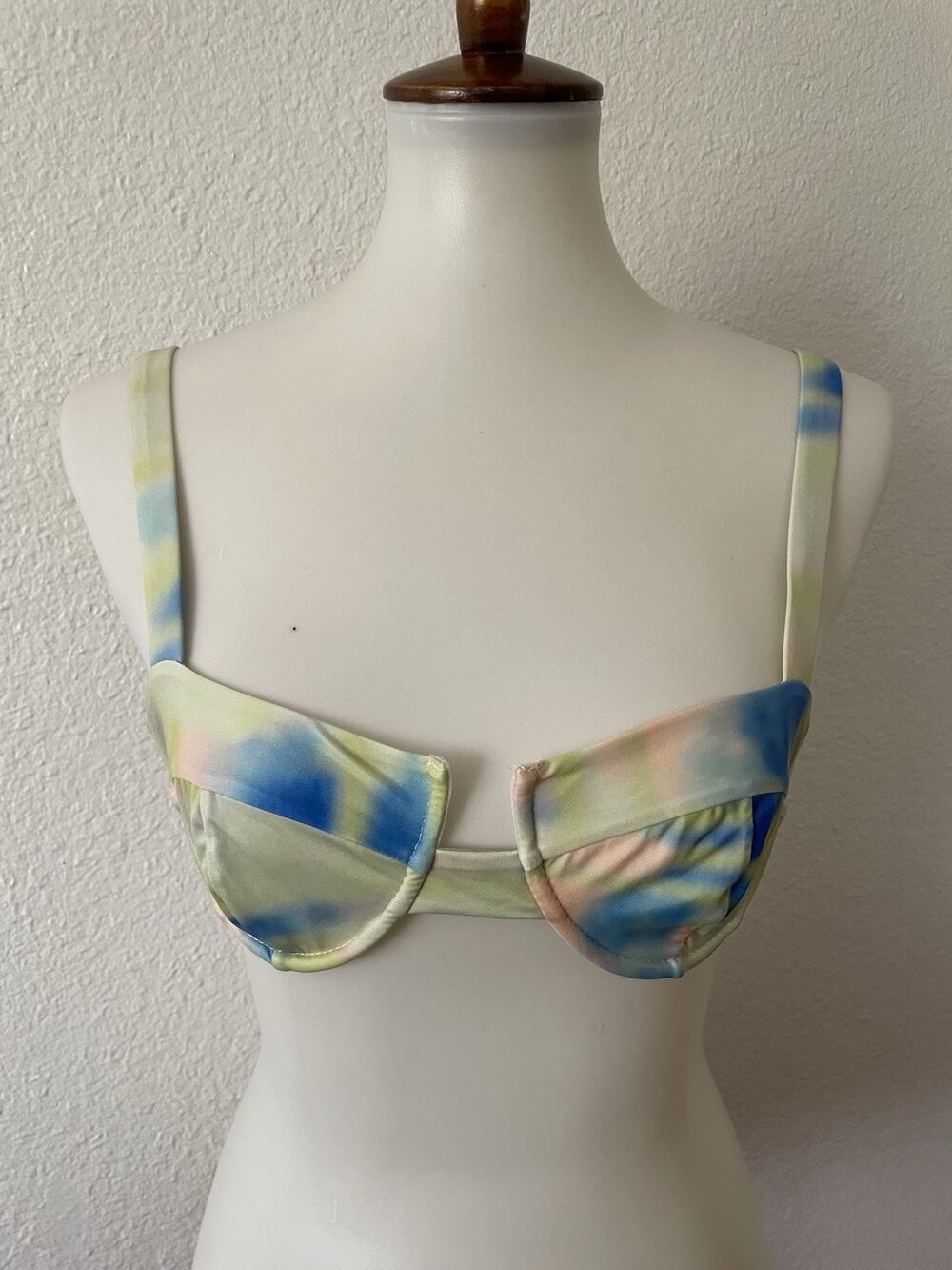 Aila Blue Swim Bikini Top Swimwear Acid Tie Dye Print Beach Summer